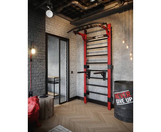 Профессиональная шведская стенка с брусьями и турником Domsen Fitness Ds46 RED, Цвет: Красный, фото 2
